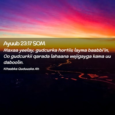 Picture 02 - Ayuub 23:17 SOM - Maxaa yeelay, gudcurka hortiis layma baabbi'in, - Bible Verse Picture