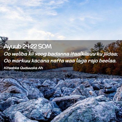 Picture 02 - Ayuub 24:22 SOM - Oo weliba kii xoog badanna itaalkiisuu ku jiidaa; - Bible Verse Picture