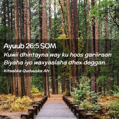 Picture 02 - Ayuub 26:5 SOM - Kuwii dhintayna way ku hoos gariiraan Biyaha iyo - Bible Verse Picture