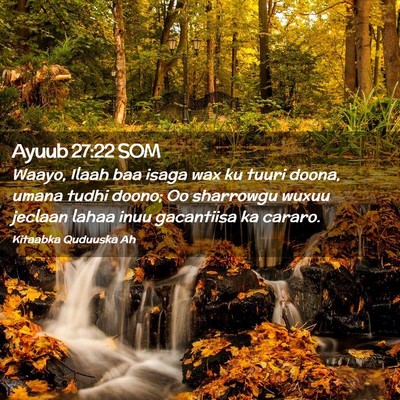 Picture 02 - Ayuub 27:22 SOM - Waayo, Ilaah baa isaga wax ku tuuri doona, umana - Bible Verse Picture