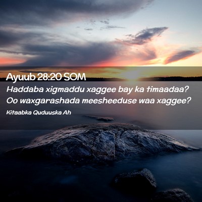 Picture 02 - Ayuub 28:20 SOM - Haddaba xigmaddu xaggee bay ka timaadaa? Oo - Bible Verse Picture