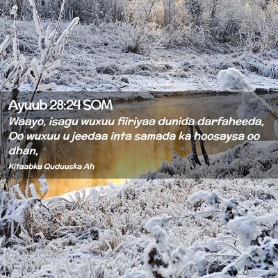 Picture 02 - Ayuub 28:24 SOM - Waayo, isagu wuxuu fiiriyaa dunida darfaheeda, Oo - Bible Verse Picture