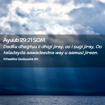 Picture 02 - Ayuub 29:21 SOM - Dadku dhegtuu ii dhigi jiray, oo i sugi jiray, Oo - Bible Verse Picture
