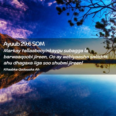 Picture 02 - Ayuub 29:6 SOM - Markay tallaabooyinkaygu subagga la barwaaqoobi - Bible Verse Picture