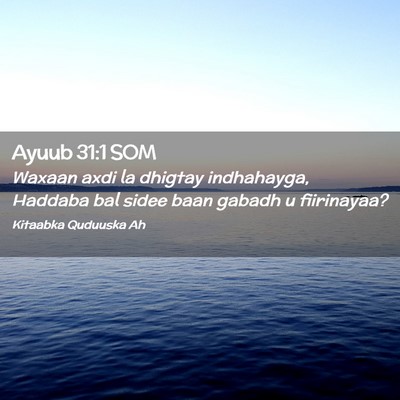 Picture 02 - Ayuub 31:1 SOM - Waxaan axdi la dhigtay indhahayga, Haddaba bal - Bible Verse Picture