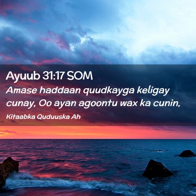 Picture 02 - Ayuub 31:17 SOM - Amase haddaan quudkayga keligay cunay, Oo ayan - Bible Verse Picture