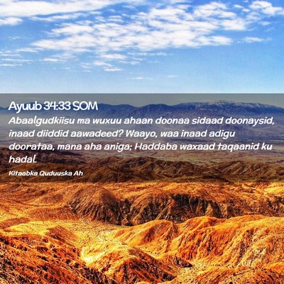 Picture 02 - Ayuub 34:33 SOM - Abaalgudkiisu ma wuxuu ahaan doonaa sidaad - Bible Verse Picture