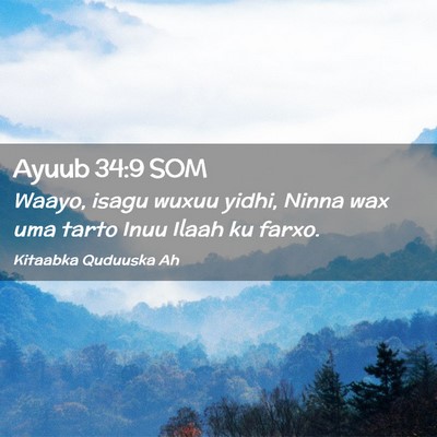 Picture 02 - Ayuub 34:9 SOM - Waayo, isagu wuxuu yidhi, Ninna wax uma tarto - Bible Verse Picture