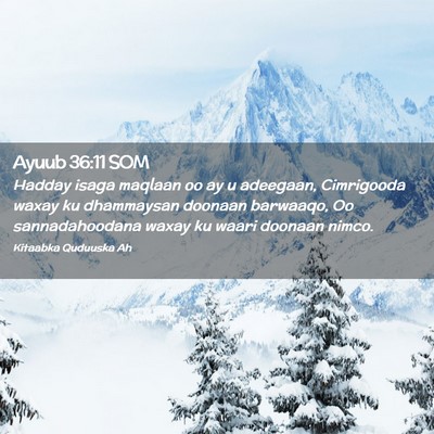 Picture 02 - Ayuub 36:11 SOM - Hadday isaga maqlaan oo ay u adeegaan, Cimrigooda - Bible Verse Picture