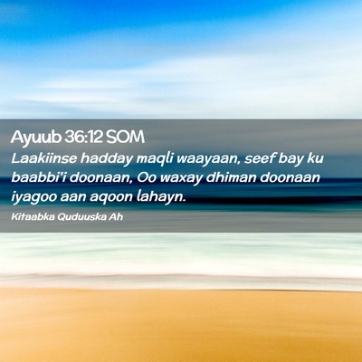 Picture 02 - Ayuub 36:12 SOM - Laakiinse hadday maqli waayaan, seef bay ku - Bible Verse Picture