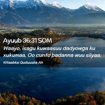 Picture 02 - Ayuub 36:31 SOM - Waayo, isagu kuwaasuu dadyowga ku xukumaa, Oo - Bible Verse Picture