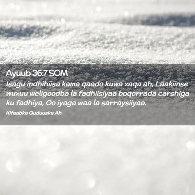 Picture 02 - Ayuub 36:7 SOM - Isagu indhihiisa kama qaado kuwa xaqa ah, - Bible Verse Picture