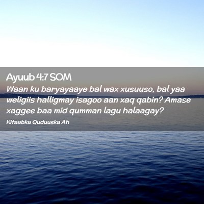 Picture 02 - Ayuub 4:7 SOM - Waan ku baryayaaye bal wax xusuuso, bal yaa - Bible Verse Picture