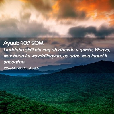 Picture 02 - Ayuub 40:7 SOM - Haddaba sidii nin rag ah dhexda u gunto, Waayo, - Bible Verse Picture