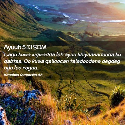 Picture 02 - Ayuub 5:13 SOM - Isagu kuwa xigmadda leh ayuu khiyaanadooda ku - Bible Verse Picture