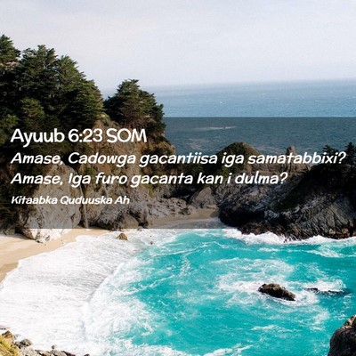 Picture 02 - Ayuub 6:23 SOM - Amase, Cadowga gacantiisa iga samatabbixi? Amase, - Bible Verse Picture