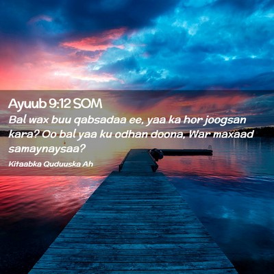 Picture 02 - Ayuub 9:12 SOM - Bal wax buu qabsadaa ee, yaa ka hor joogsan kara? - Bible Verse Picture