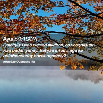 Picture 02 - Ayuub 9:4 SOM - Qalbigiisu waa xigmad miidhan, oo xooggiisuna waa - Bible Verse Picture