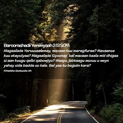 Picture 02 - Baroorashadii Yeremyaah 2:13 SOM - Magaalada Yeruusaalemay, maxaan kuu maragfuraa? - Bible Verse Picture