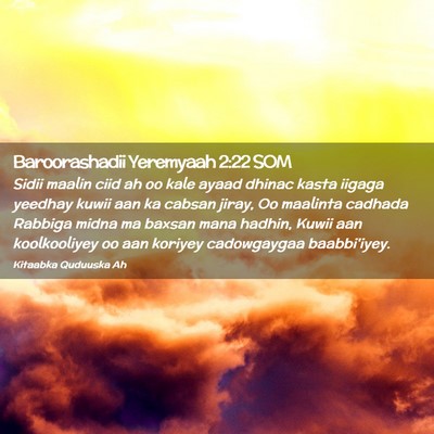 Picture 02 - Baroorashadii Yeremyaah 2:22 SOM - Sidii maalin ciid ah oo kale ayaad dhinac kasta - Bible Verse Picture