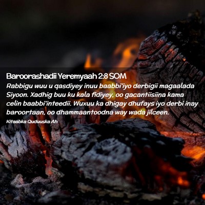 Picture 02 - Baroorashadii Yeremyaah 2:8 SOM - Rabbigu wuu u qasdiyey inuu baabbi'iyo derbigii - Bible Verse Picture