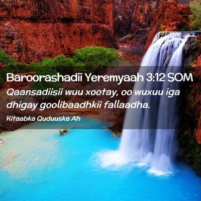 Picture 02 - Baroorashadii Yeremyaah 3:12 SOM - Qaansadiisii wuu xootay, oo wuxuu iga dhigay - Bible Verse Picture