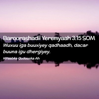 Picture 02 - Baroorashadii Yeremyaah 3:15 SOM - Wuxuu iga buuxiyey qadhaadh, dacar buuna igu - Bible Verse Picture