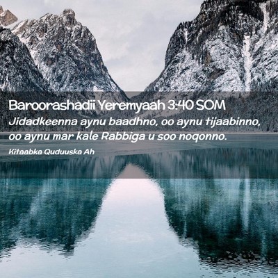 Picture 02 - Baroorashadii Yeremyaah 3:40 SOM - Jidadkeenna aynu baadhno, oo aynu tijaabinno, oo - Bible Verse Picture