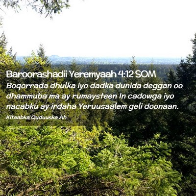 Picture 02 - Baroorashadii Yeremyaah 4:12 SOM - Boqorrada dhulka iyo dadka dunida deggan oo - Bible Verse Picture