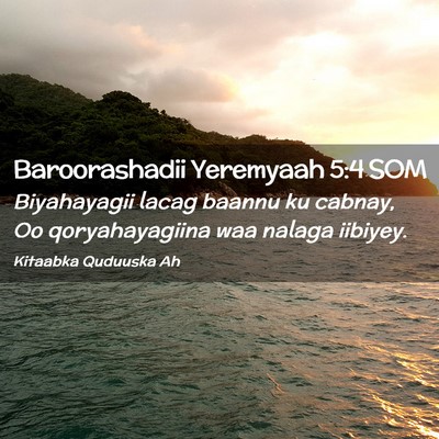 Picture 02 - Baroorashadii Yeremyaah 5:4 SOM - Biyahayagii lacag baannu ku cabnay, Oo - Bible Verse Picture