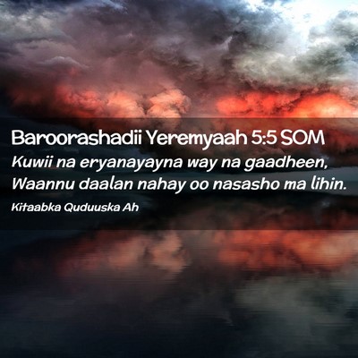 Picture 02 - Baroorashadii Yeremyaah 5:5 SOM - Kuwii na eryanayayna way na gaadheen, Waannu - Bible Verse Picture