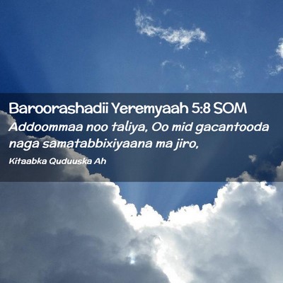 Picture 02 - Baroorashadii Yeremyaah 5:8 SOM - Addoommaa noo taliya, Oo mid gacantooda naga - Bible Verse Picture
