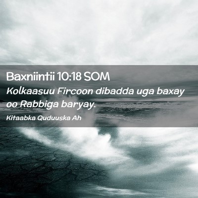 Picture 02 - Baxniintii 10:18 SOM - Kolkaasuu Fircoon dibadda uga baxay oo Rabbiga - Bible Verse Picture