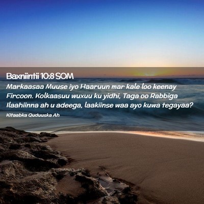 Picture 02 - Baxniintii 10:8 SOM - Markaasaa Muuse iyo Haaruun mar kale loo keenay - Bible Verse Picture