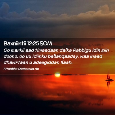 Picture 02 - Baxniintii 12:25 SOM - Oo markii aad timaadaan dalka Rabbigu idin siin - Bible Verse Picture