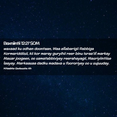 Picture 02 - Baxniintii 12:27 SOM - waxaad ku odhan doontaan, Waa allabarigii Rabbiga - Bible Verse Picture