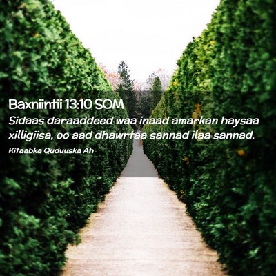 Picture 02 - Baxniintii 13:10 SOM - Sidaas daraaddeed waa inaad amarkan haysaa - Bible Verse Picture