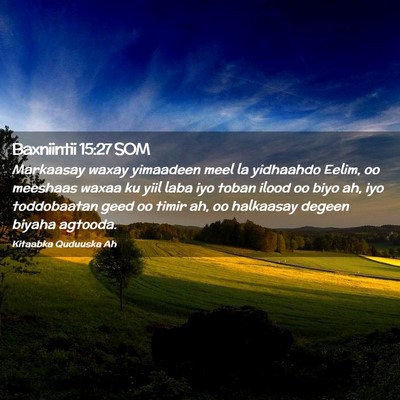 Picture 02 - Baxniintii 15:27 SOM - Markaasay waxay yimaadeen meel la yidhaahdo - Bible Verse Picture