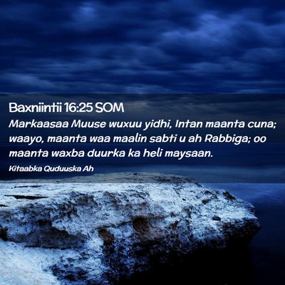 Picture 02 - Baxniintii 16:25 SOM - Markaasaa Muuse wuxuu yidhi, Intan maanta cuna; - Bible Verse Picture