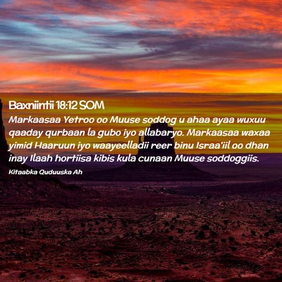 Picture 02 - Baxniintii 18:12 SOM - Markaasaa Yetroo oo Muuse soddog u ahaa ayaa - Bible Verse Picture