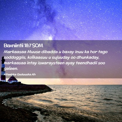 Picture 02 - Baxniintii 18:7 SOM - Markaasaa Muuse dibadda u baxay inuu ka hor tago - Bible Verse Picture