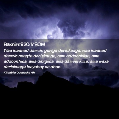 Picture 02 - Baxniintii 20:17 SOM - Waa inaanad damcin guriga deriskaaga, waa inaanad - Bible Verse Picture