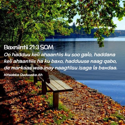 Picture 02 - Baxniintii 21:3 SOM - Oo hadduu keli ahaantiis ku soo galo, haddana - Bible Verse Picture