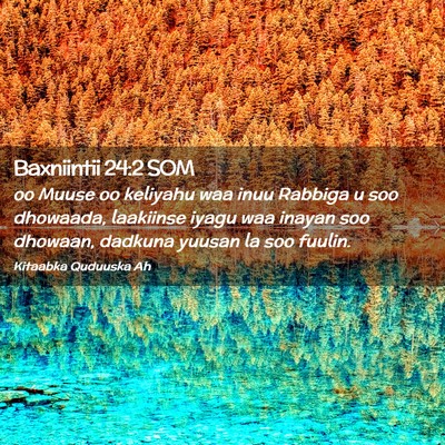 Picture 02 - Baxniintii 24:2 SOM - oo Muuse oo keliyahu waa inuu Rabbiga u soo - Bible Verse Picture