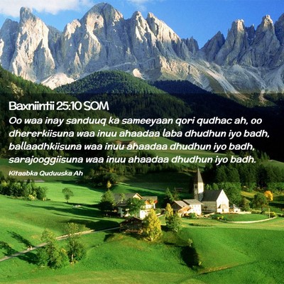 Picture 02 - Baxniintii 25:10 SOM - Oo waa inay sanduuq ka sameeyaan qori qudhac ah, - Bible Verse Picture
