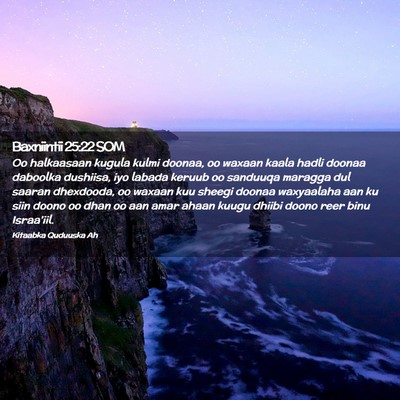 Picture 02 - Baxniintii 25:22 SOM - Oo halkaasaan kugula kulmi doonaa, oo waxaan - Bible Verse Picture