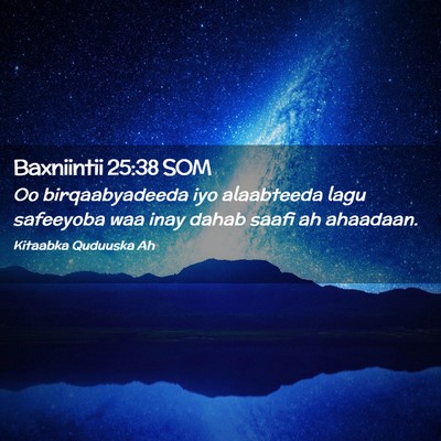 Picture 02 - Baxniintii 25:38 SOM - Oo birqaabyadeeda iyo alaabteeda lagu safeeyoba - Bible Verse Picture