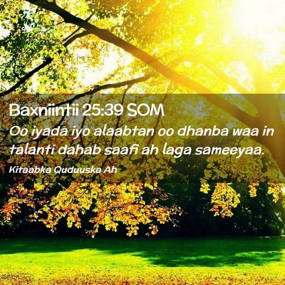 Picture 02 - Baxniintii 25:39 SOM - Oo iyada iyo alaabtan oo dhanba waa in talanti - Bible Verse Picture