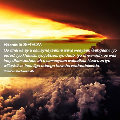 Picture 02 - Baxniintii 28:4 SOM - Oo dharka ay u samaynayaanna waxa weeyaan - Bible Verse Picture