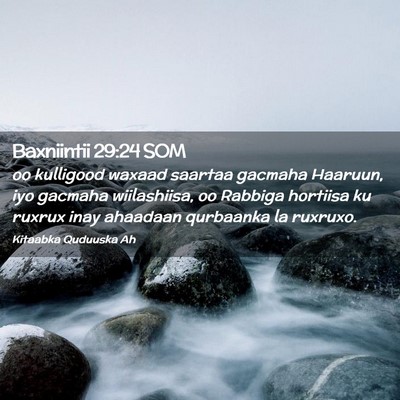 Picture 02 - Baxniintii 29:24 SOM - oo kulligood waxaad saartaa gacmaha Haaruun, iyo - Bible Verse Picture